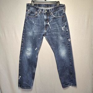Levi’s 505 Paint Splattered Jeans Fits Men's Size 32x28 (Tag Says 34) Dark Wash